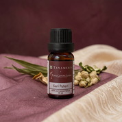 A 10 ml bottle of Tanamera x Alteri Gunung Kedung Medang 'Seri Puteri' essential oil on a solid white background.