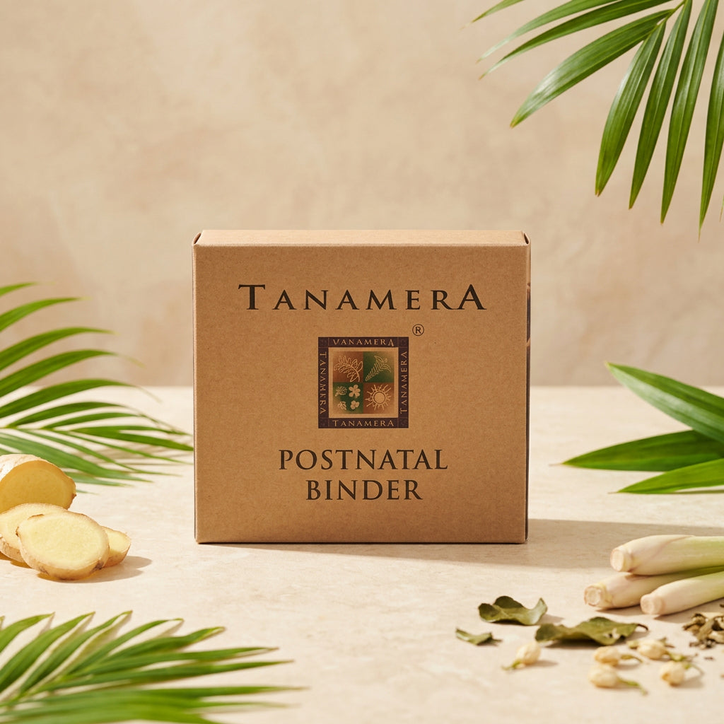 Postpartum binder by TANAMERA, unbleached cotton belly wrap